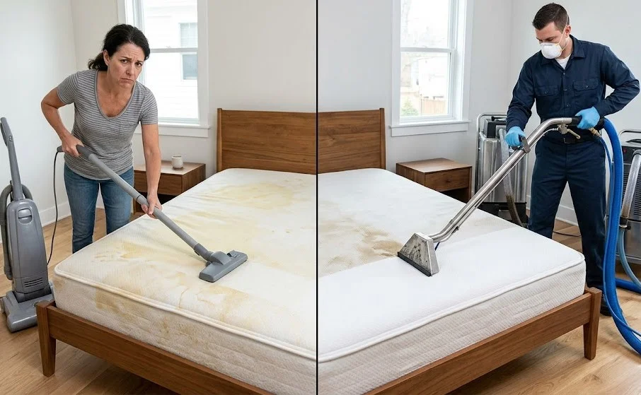 Professional mattress cleaning service vs home cleaning comparison Langley BC