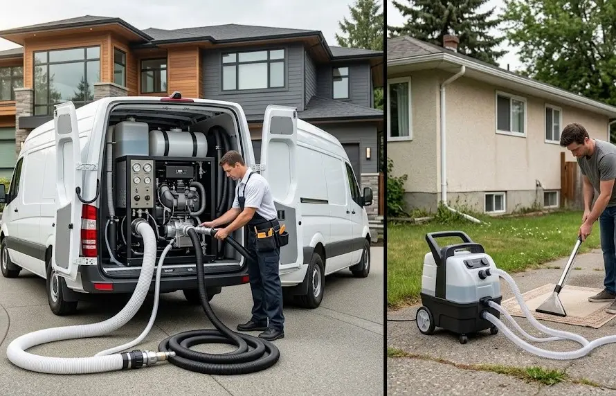 Professional truck mounted equipment vs cheap portable carpet cleaner Langley BC