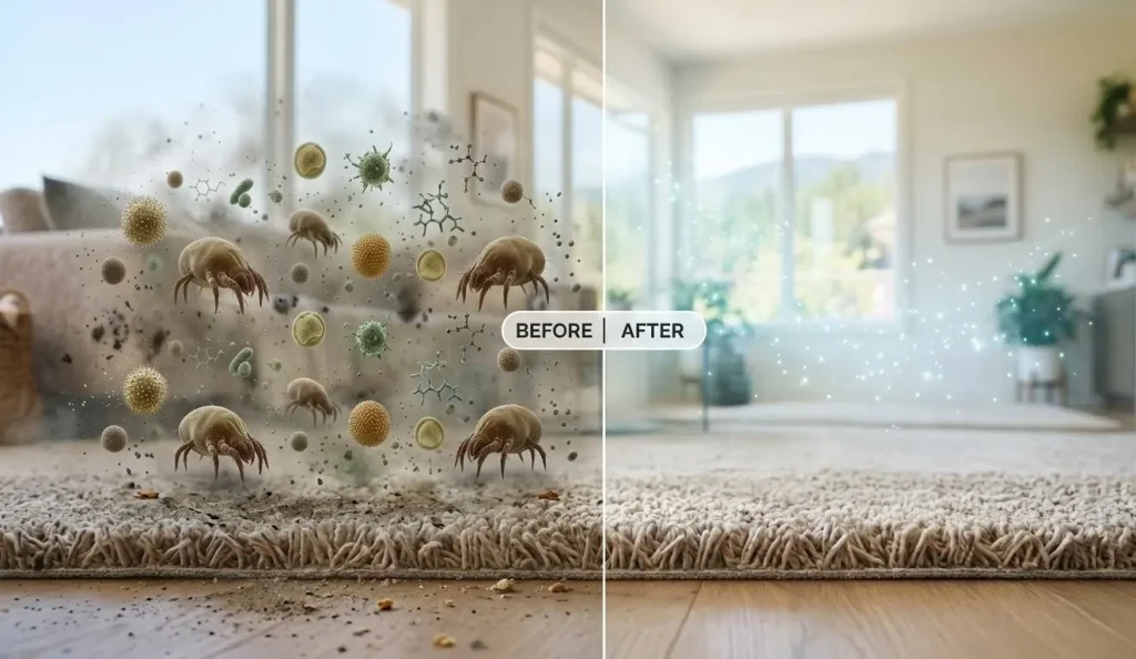 Before and after whole home professional cleaning improving indoor air quality Langley BC