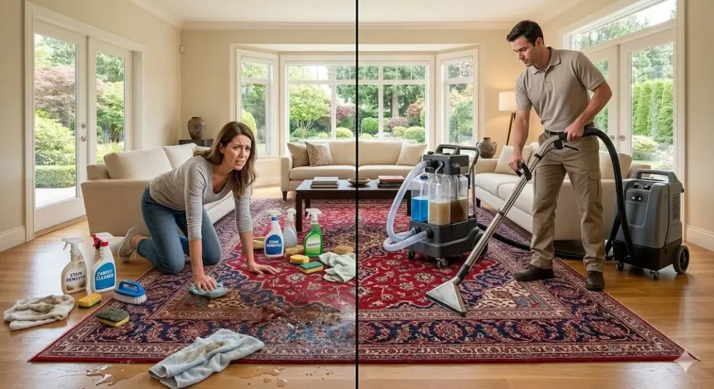 DIY rug cleaning vs professional rug cleaning service comparison Langley BC