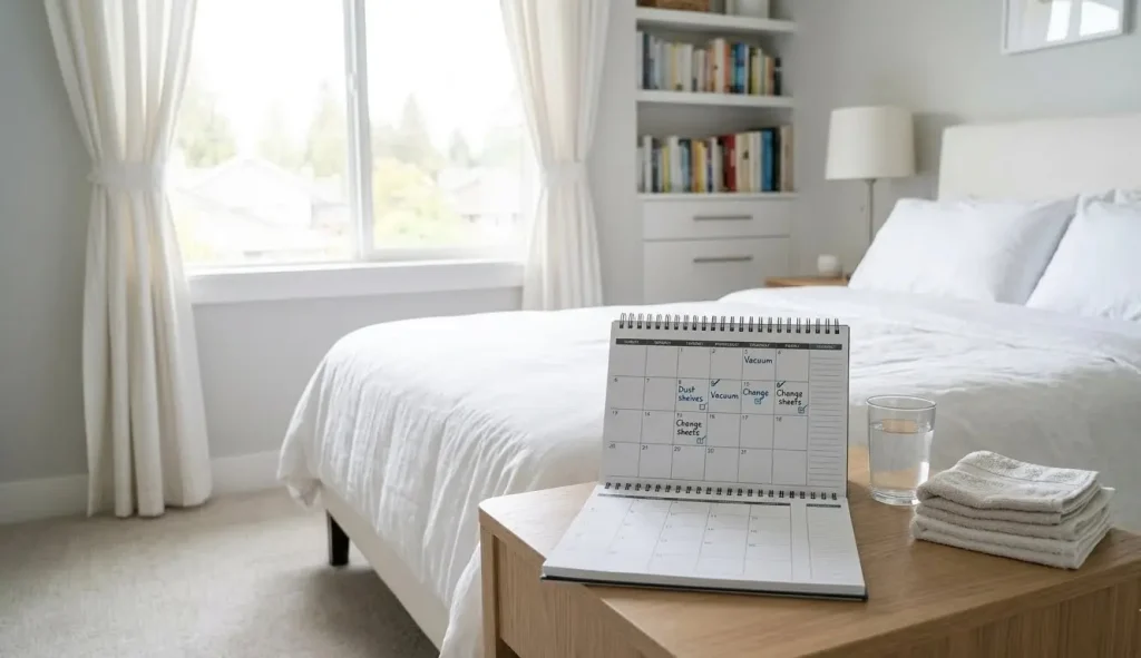Langley BC homeowner following mattress cleaning guide schedule with regular professional cleaning appointments