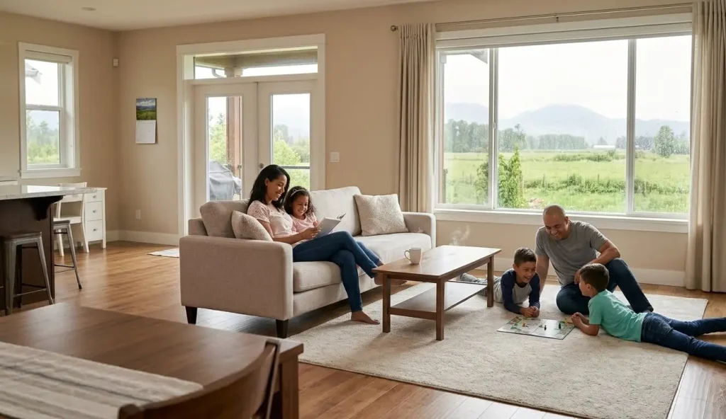happy Langley BC family enjoying freshly deep cleaned home by Prime Carpets Clean